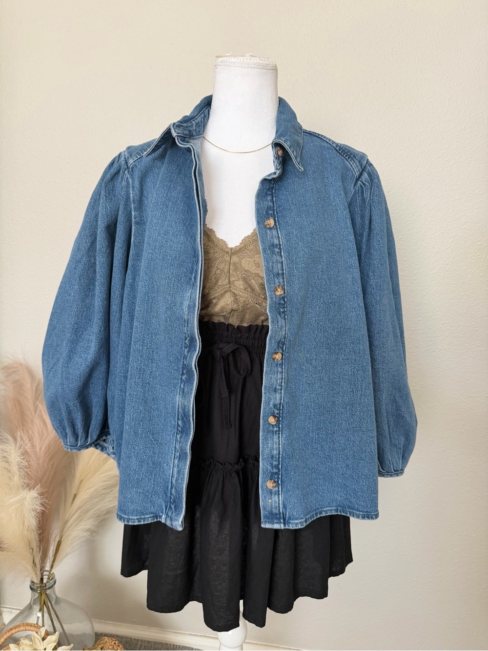 NWT Denim Button-Up Jacket in Blue - Picture 6 of 15